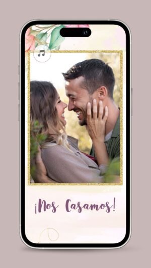 plantilla invitacion boda canva flores