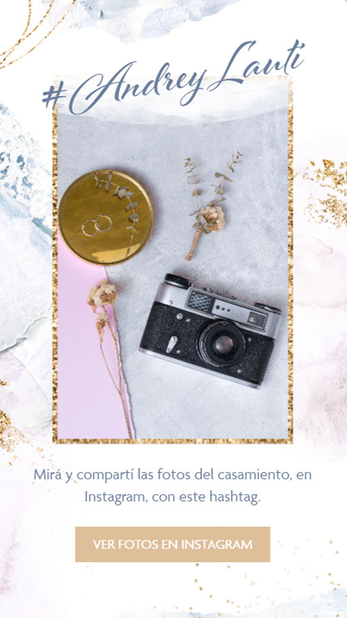 Invitacion digital boda elegante delicada hashtag instagram