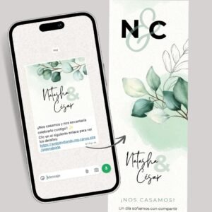 invitacion digital boda casamiento whatsapp verde acuarela